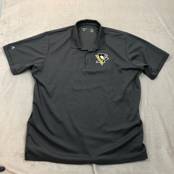 Antigua Mens Pittsburgh Penguins Legacy Pique Polo Size XL Short Sleeve Black - Picture 11 of 12